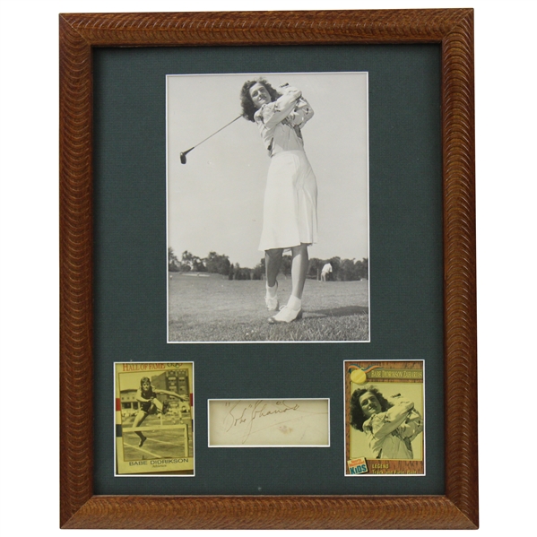 Babe Didrikson Zaharias Signed Cut with Photo/Cards Display - Framed JSA #XX48162