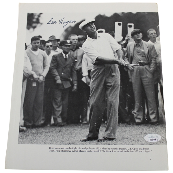 Ben Hogan Signed Augusta National…a Reserve Magazine Page JSA #UU13685
