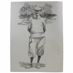 Original Alister MacKenzie Hand-Drawn Pencil on Paper Study Sketch by Artist Robert Fletcher