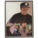 Circa 1960s Original Gary Player Pencil & Gouache on Board by Artist Bernie Fuchs - Framed