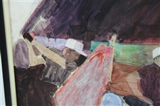 Circa 1960's Original Gary Player Pencil & Gouache on Board by Artist Bernie Fuchs - Framed