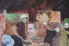 Circa 1960's Original Gary Player Pencil & Gouache on Board by Artist Bernie Fuchs - Framed