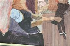 Circa 1960's Original Gary Player Pencil & Gouache on Board by Artist Bernie Fuchs - Framed