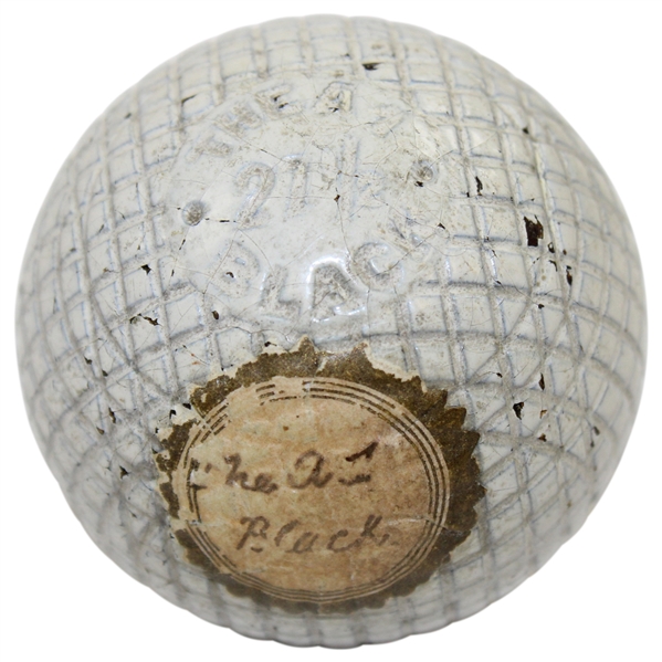 Circa 1895 A-1 Black Mesh Golf Ball from Harry B. Wood/Hardison Collection - Excellent Condition