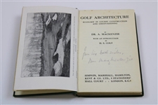 1920 'Golf Architecture' 1st Ed. Book by Dr. A. Mackenzie with Pencil Inscription from Sister Mary