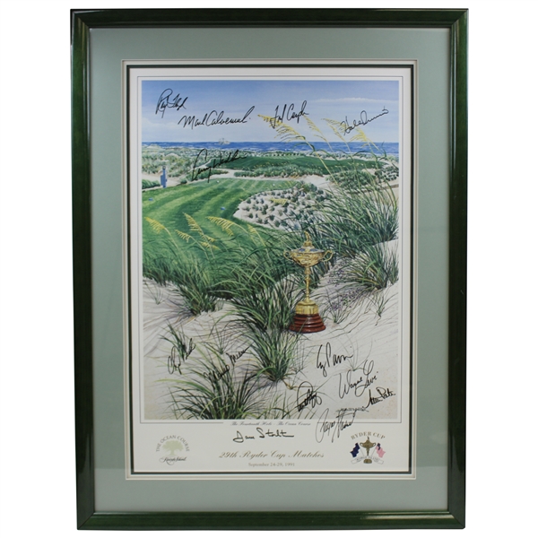 Payne Stewart & Team USA Plus Captain Signed 1991 Ryder Cup at Kiawah Island Poster - Framed JSA ALOA
