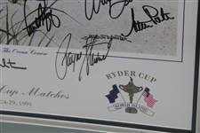 Payne Stewart & Team USA Plus Captain Signed 1991 Ryder Cup at Kiawah Island Poster - Framed JSA ALOA
