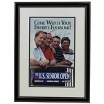 Big 3 Palmer, Nicklaus & Player Plus Trevino Signed 1991 US Senior Open at Oakland Hills Poster - Framed JSA ALOA