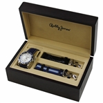 Bobby Jones SS Watch in Wooden Case with 2 Interchangeable Bands - New Battery & New with Tags