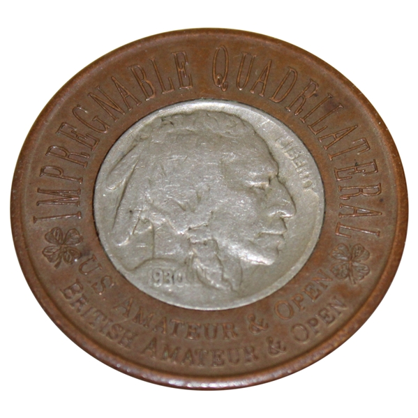Bobby Jones “Impregnable Quadrilateral” Marker Coin with 1930 Buffalo Nickel