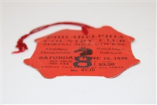 1939 US Open at Philadelphia CC Saturday Ticket #4530 w/Original String - Nelson/Wood/Shute Playoff