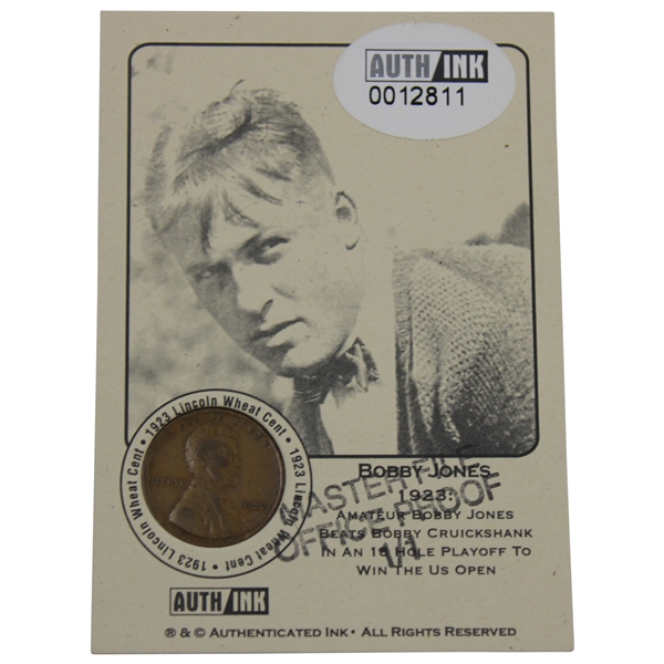Bobby Jones 1923 Penny Card AUTH INK “Office Proof 1 of 1”