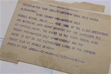 1951 Cypress Point Hole #16 Crosby Pro-Am Jack Burke Driving Wire Photograph 