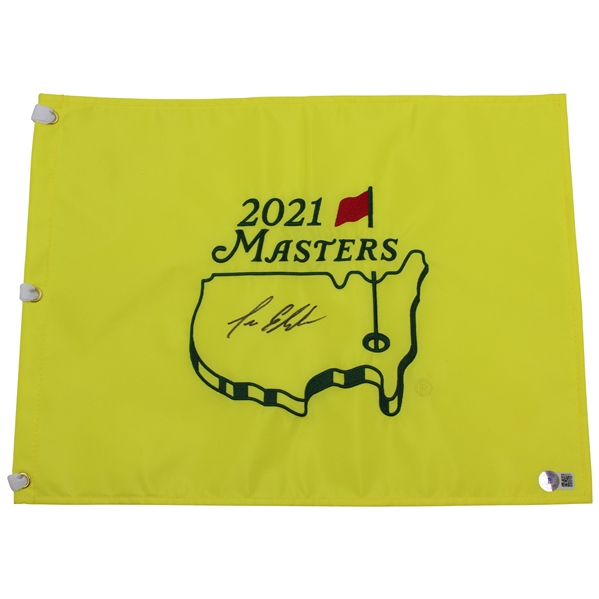 Lee Elder Signed 2021 Masters Embroidered Flag BECKETT #BB49225