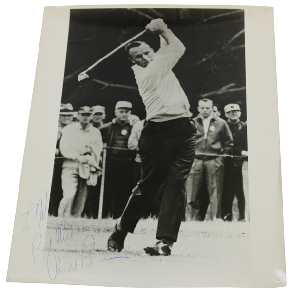 Arnold Palmer Signed 8x10 Black & White Post-Swing Photo - Personalized JSA ALOA