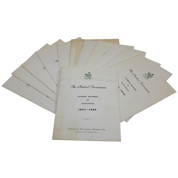 Twelve (12) The Masters Tournament Scoring Records & Statistics Booklets - Bill Inglish