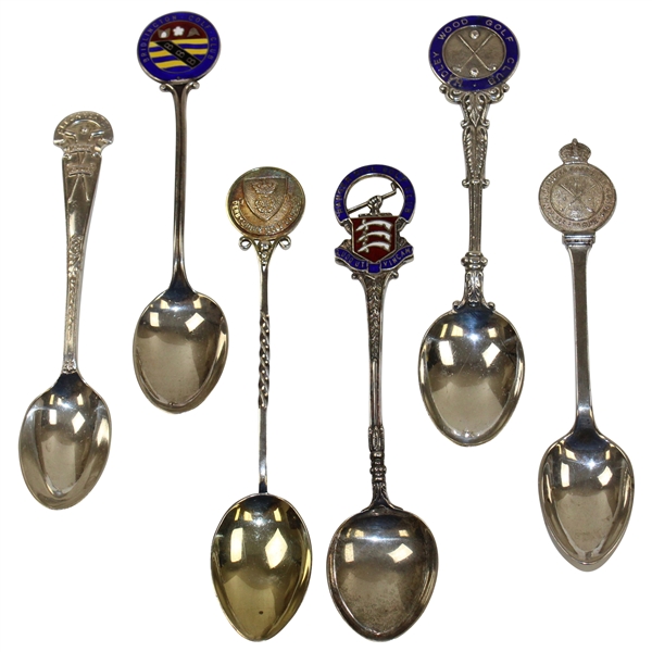 Bridlinton, Royal Calcutta, Hanger Hill, Hadley Wood, & Derbyshire Sterling Silver Golf Spoons