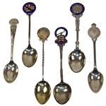 Bridlinton, Royal Calcutta, Hanger Hill, Hadley Wood, & Derbyshire Sterling Silver Golf Spoons