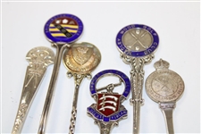 Bridlinton, Royal Calcutta, Hanger Hill, Hadley Wood, & Derbyshire Sterling Silver Golf Spoons
