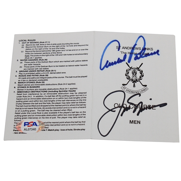 Arnold Palmer & Jack Nicklaus Signed St Andrews Old Course Scorecard PSA/DNA #AL07340