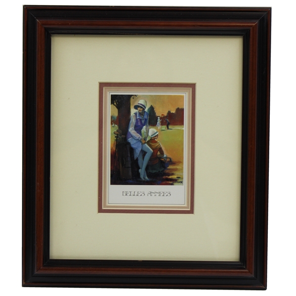 Belles Annees Lady Golfers Near Tree by Artist Pettiaux - Framed