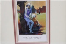 Belles Annees Lady Golfers Near Tree by Artist Pettiaux - Framed