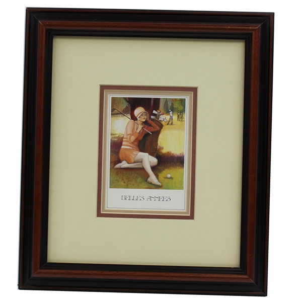 Belles Annees Lady Golfer Near Tree by Artist Pettiaux - Framed