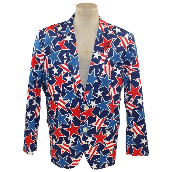 John Daly Signed Personal Hand-tailored LoudMouth Red, White, & Blue Stars Themed Sport Coat JSA ALOA