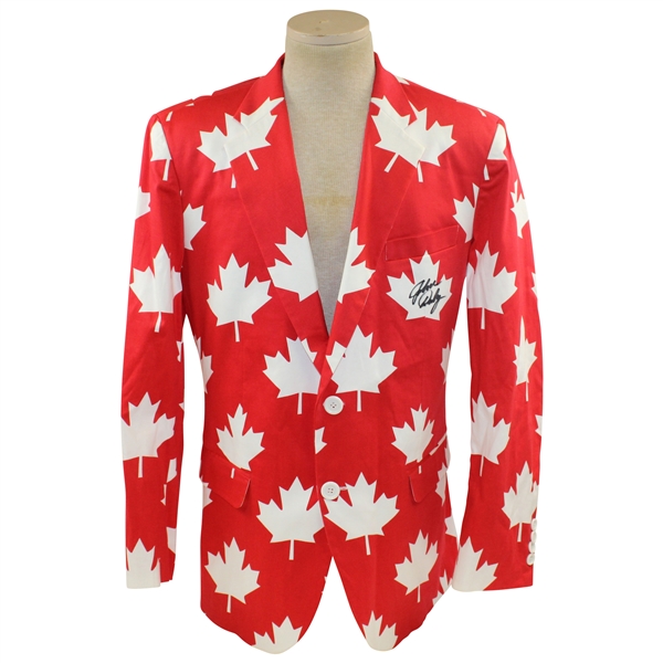 John Daly Signed Personal Hand-tailored LoudMouth Red with White Maple Leafs Themed Sport Coat JSA ALOA