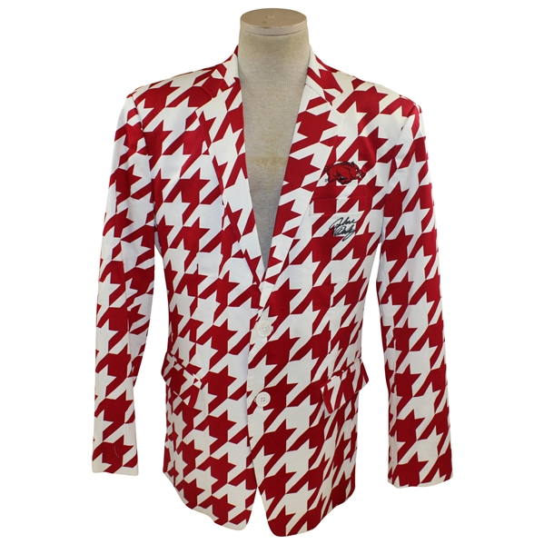 John Daly Signed Personal Hand-tailored LoudMouth Red & White Houndstooth Themed Sport Coat JSA ALOA