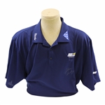 John Daly Signed Personal Match Worn Navy Blue Golf Shirt with Sponsors JSA ALOA