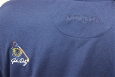 John Daly Signed Personal Match Worn Navy Blue Golf Shirt with Sponsors JSA ALOA