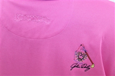 John Daly Signed Personal Match Worn Pink Golf Shirt with Sponsors JSA ALOA
