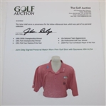 John Daly Signed Personal Match Worn Pink Golf Shirt with Sponsors JSA ALOA