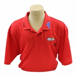 John Daly Signed Personal Match Worn Red Golf Shirt with Sponsors JSA ALOA