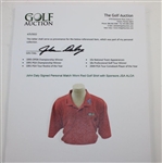 John Daly Signed Personal Match Worn Red Golf Shirt with Sponsors JSA ALOA