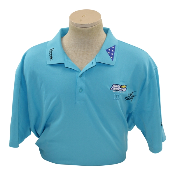 John Daly Signed Personal Match Worn Aqua Blue Golf Shirt with Sponsors JSA ALOA