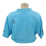 John Daly Signed Personal Match Worn Aqua Blue Golf Shirt with Sponsors JSA ALOA