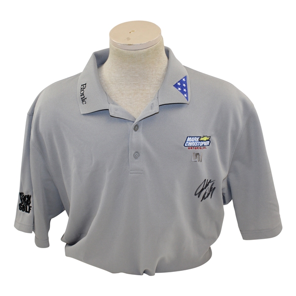 John Daly Signed Personal Match Worn Gray Golf Shirt with Sponsors JSA ALOA