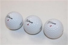 John Daly's Personal Sleeve of Three (3) Tiger Woods Personal Issued Titleist Golf Balls