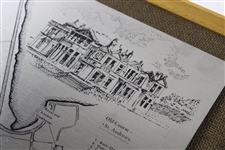 Classic The Old Course St. Andrews R&A Clubhouse, Hole Names & Course Layout Stainless Steel Map - Framed