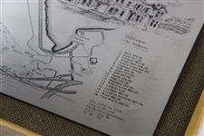 Classic The Old Course St. Andrews R&A Clubhouse, Hole Names & Course Layout Stainless Steel Map - Framed