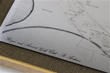 Classic The Old Course St. Andrews R&A Clubhouse, Hole Names & Course Layout Stainless Steel Map - Framed