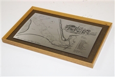 Classic The Old Course St. Andrews R&A Clubhouse, Hole Names & Course Layout Stainless Steel Map - Framed