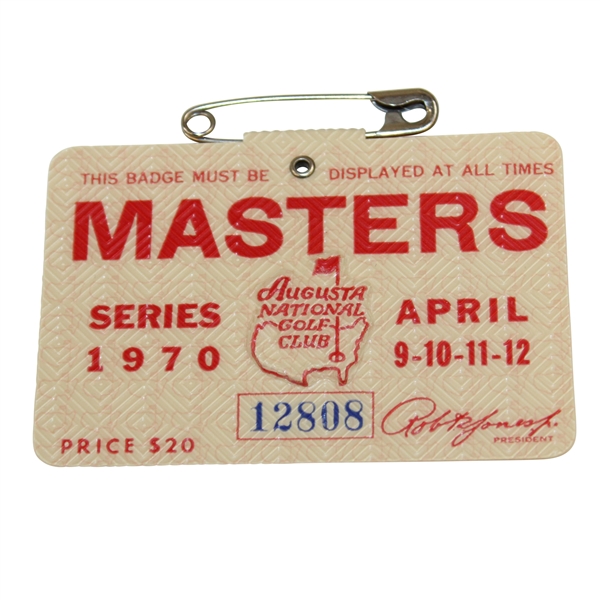 1970 Masters Tournament SERIES Badge #12808 - Billy Casper Winner