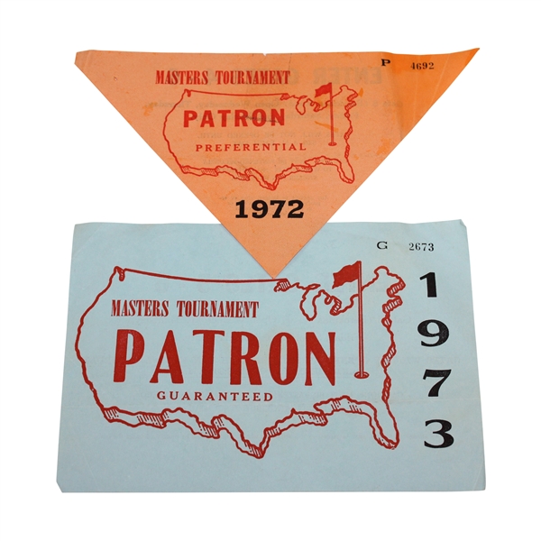 1972(Preferential) & 1973 (Guaranteed) Masters Tournament Patron Parking Passes