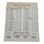 1972 Masters Tournament Official Sunday Final Rd Pairings & Starting Times Sheet