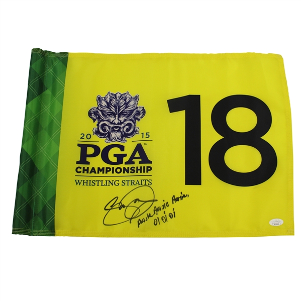Jason Day Signed 2015 PGA Championship at Whistling Straits Flag with Aussie…Oi JSA #VV50229