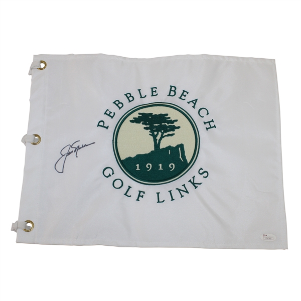 Jack Nicklaus Signed Pebble Beach Golf Links White Embroidered Flag JSA FULL #Z91765