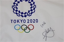 Xander Schauffele Signed 2020 Tokyo Olympics Replica Flag with 'Gold' JSA #VV50763